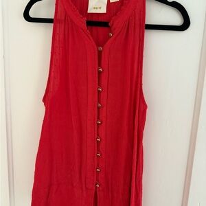 Maeve Red Sleeveless Button-Down Blouse